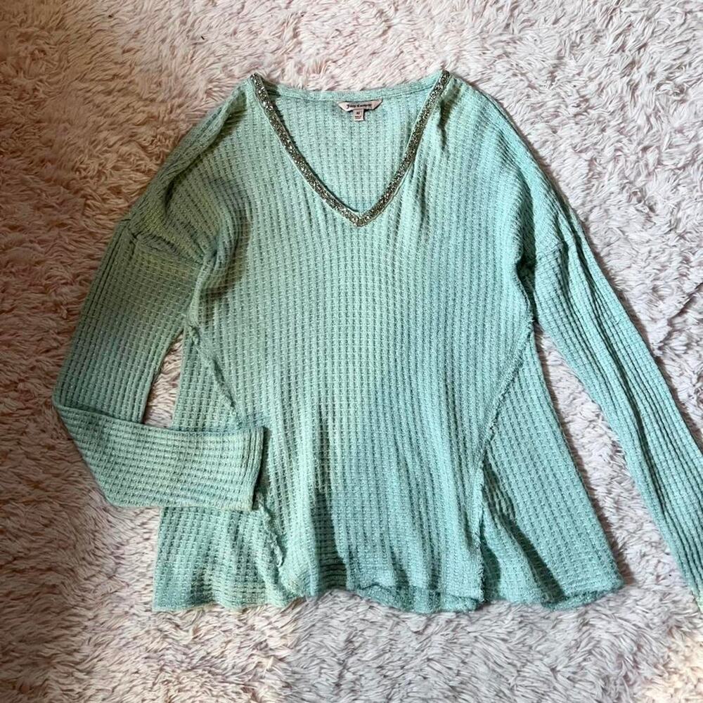 Juicy Couture Y2K Bling Preppy Nostalgic Fairy Core Whimsical‎ Waffle Knit Top